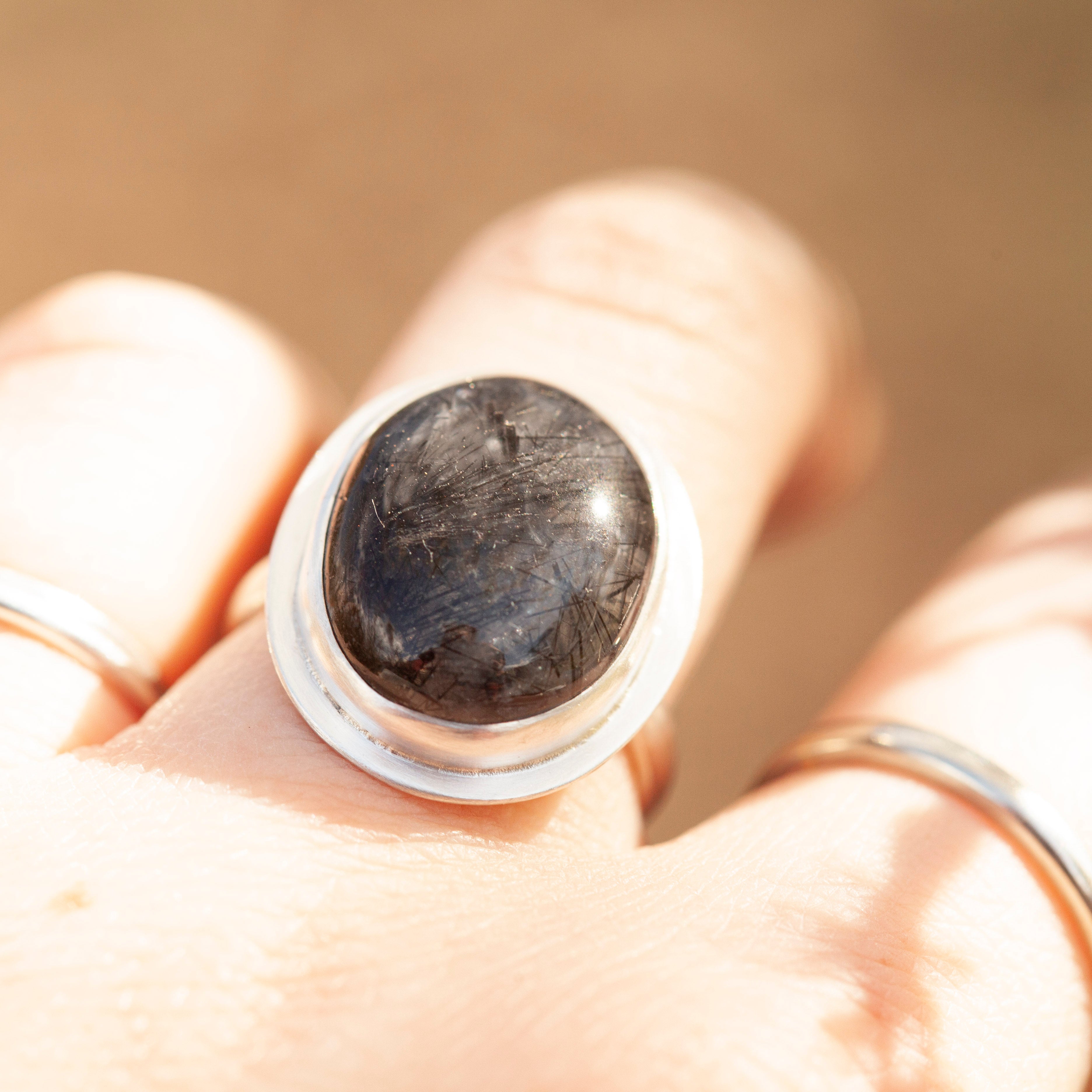 Sena ring with black rutilated quartz ~ size 53,5   (ready to ship)