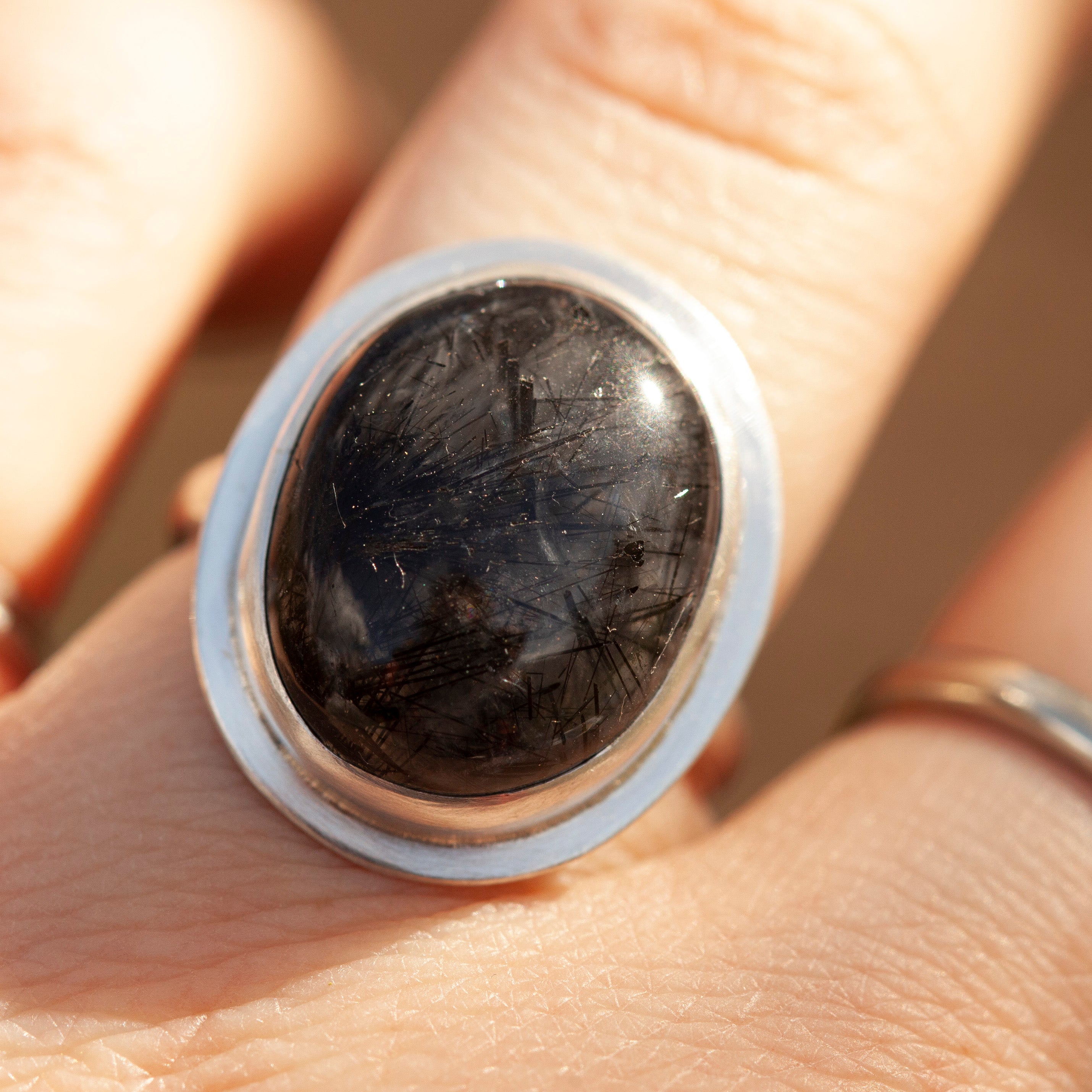 Sena ring with black rutilated quartz ~ size 53,5   (ready to ship)