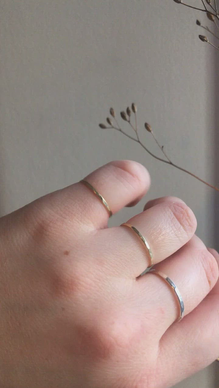 Thin hammered ring in brass ~ perfect as stacking or knuckle ring  (made to order)