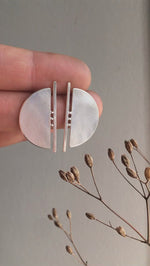 Load and play video in Gallery viewer, Architectural half circle earrings in silver    (made to order)
