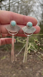 Load and play video in Gallery viewer, OOAK vegetal Elira earrings #10 ~ larimar &amp; fern (ready to ship)
