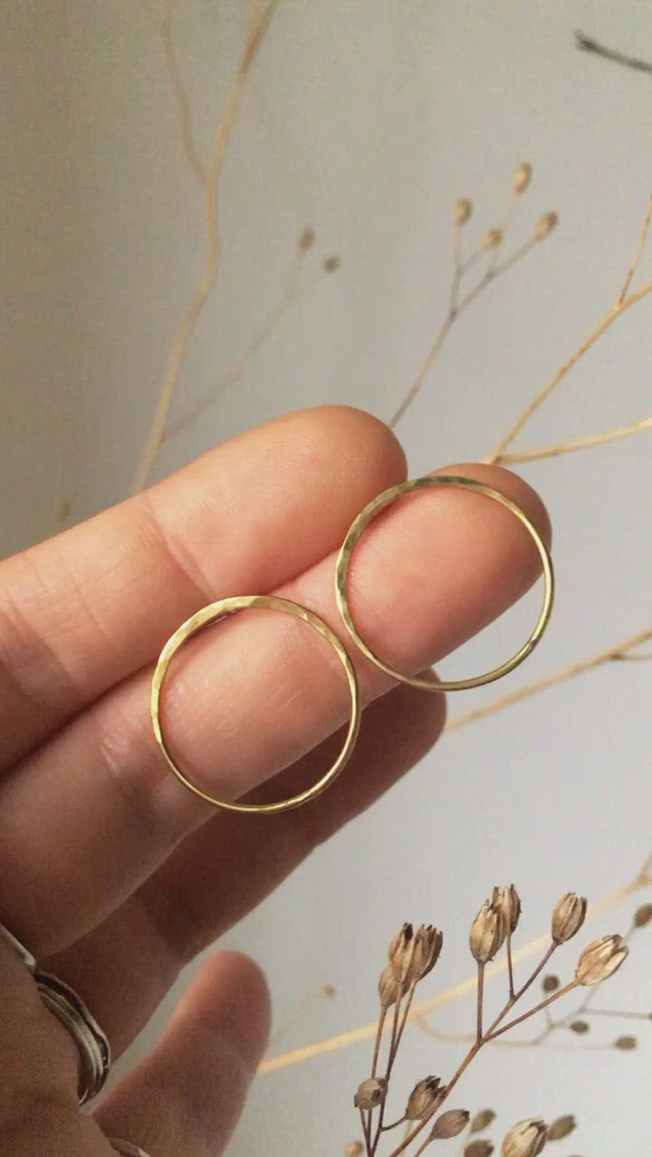 Softly textured brass circle earrings   (made to order)