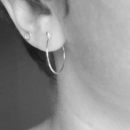 Simple silver hoops (combines perfectly with ear jacket fans)  (made to order)