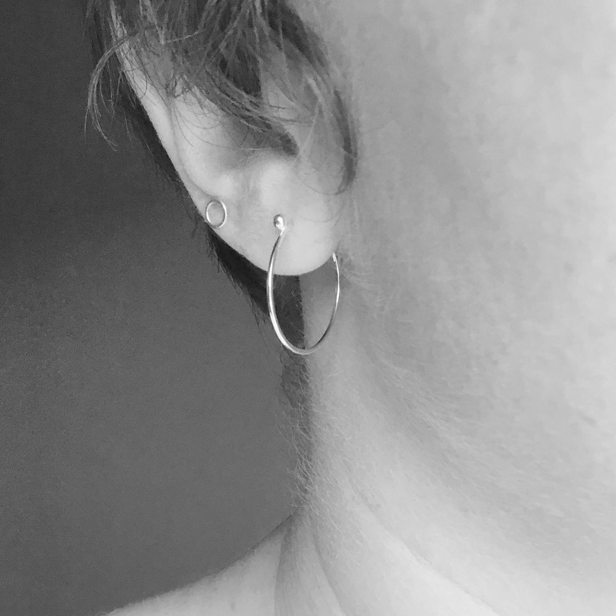 Simple silver hoops (combines perfectly with ear jacket fans)  (made to order)