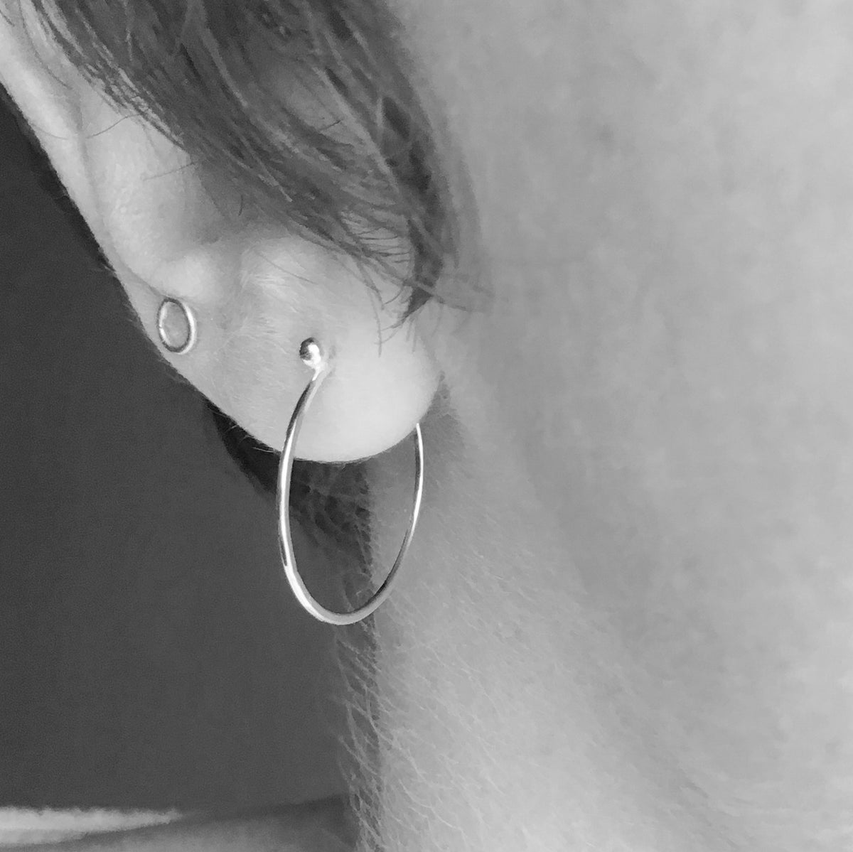 Simple silver hoops (combines perfectly with ear jacket fans)  (made to order)