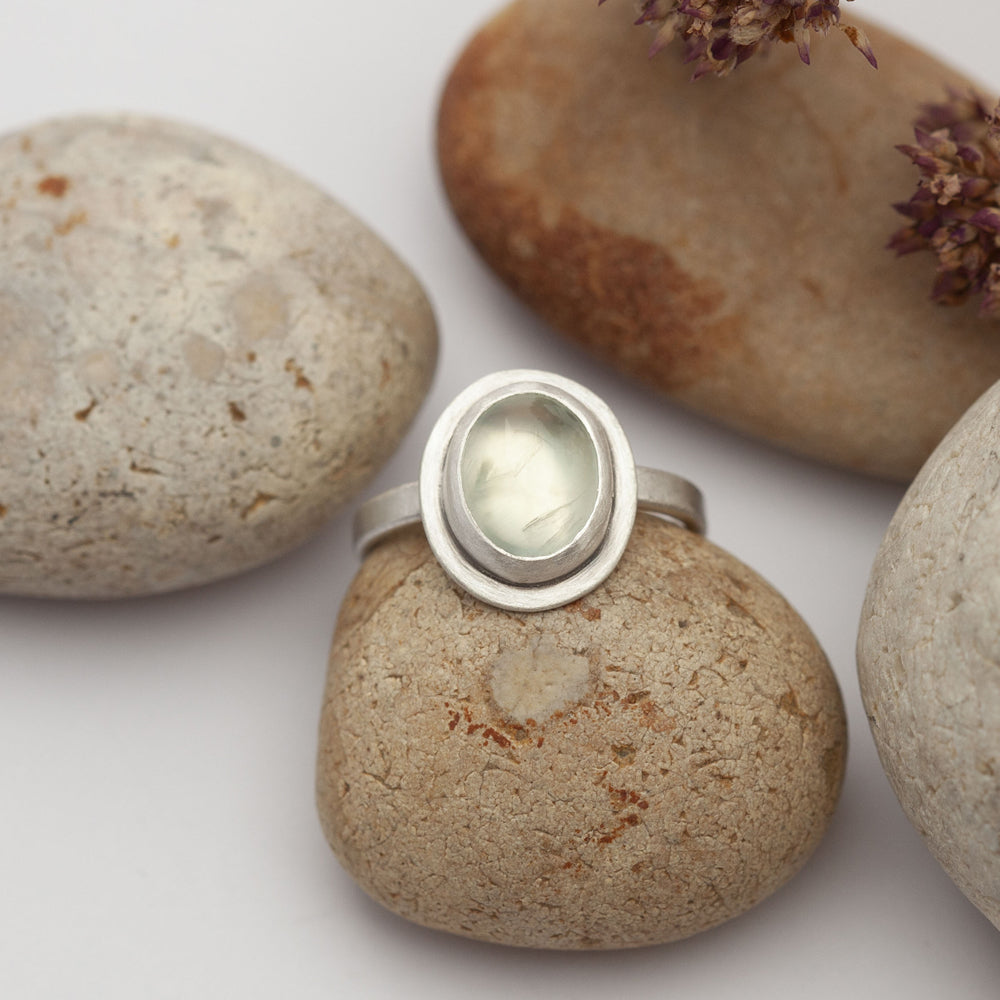 Sena ring with prehnite ~ size 55   (ready to ship)