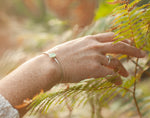 Lade das Bild in den Galerie-Viewer, OOAK • Adjustable silver cuff bracelet with oval prehnite (in stock, ready to ship)
