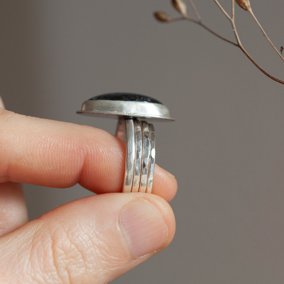 Stacking ring set with hammered finish ~ perfect to wear with a ring that feels a little too big  (made to order)