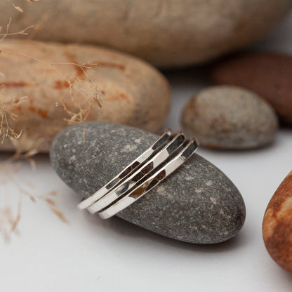 Stacking ring set with hammered finish ~ perfect to wear with a ring that feels a little too big  (made to order)