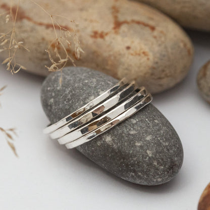 Stacking ring set with hammered finish ~ perfect to wear with a ring that feels a little too big  (made to order)