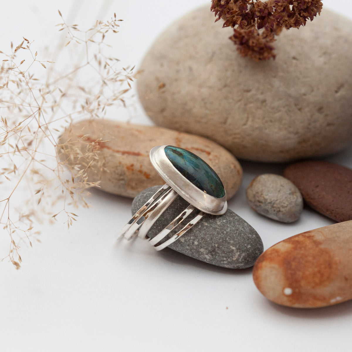Stacking ring set with hammered finish ~ perfect to wear with a ring that feels a little too big  (made to order)