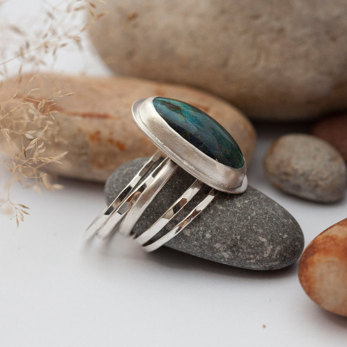 Stacking ring set with hammered finish ~ perfect to wear with a ring that feels a little too big  (made to order)