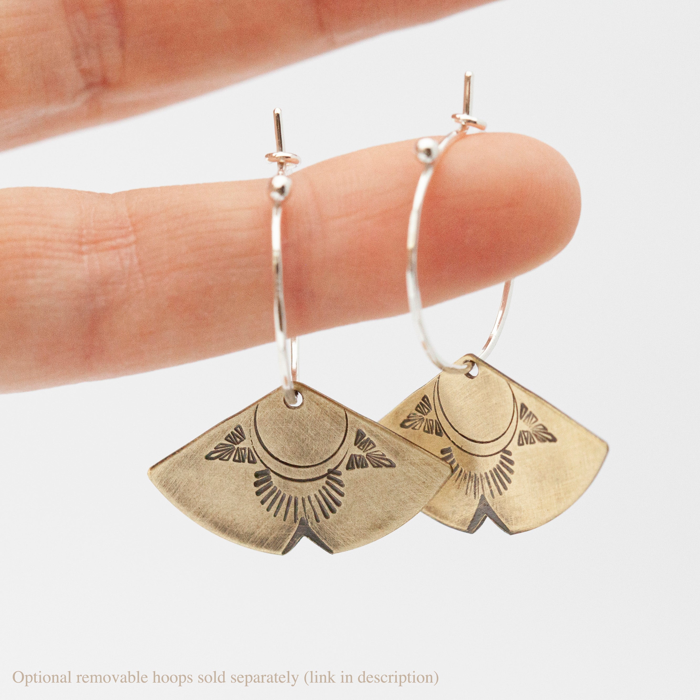 Aela earrings : Brass ear jackets with ethnic patterns (made to order)