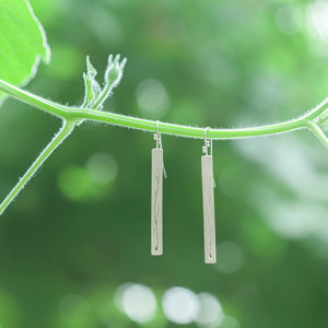 Long silver earrings with branch cut out    (made to order)