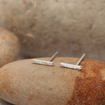 Load image into Gallery viewer, Ear climber in silver : a simple line earring, textured or net.   (made to order)
