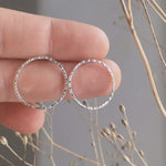 Load and play video in Gallery viewer, Hammered circle earrings in silver    (made to order)
