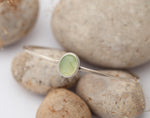 Afbeelding in Gallery-weergave laden, OOAK • Adjustable silver cuff bracelet with oval prehnite (in stock, ready to ship)
