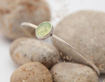 Charger l&#39;image dans la galerie, OOAK • Adjustable silver cuff bracelet with oval prehnite (in stock, ready to ship)
