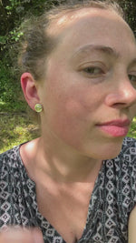 Video laden en afspelen in Gallery-weergave, OOAK stud earrings with tourmaline eyes ~ silver (ready-to-ship)
