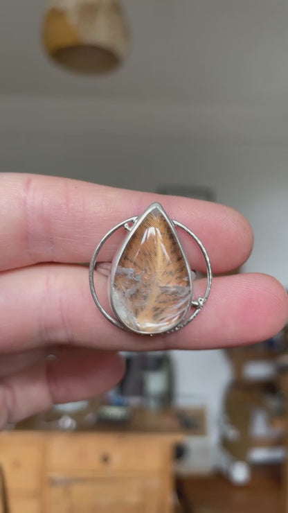 Anillo pieza única con planta capturada #3 • cuarzo transparente ~ talla 59   (listo para enviar)