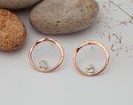 Load image into Gallery viewer, Little moon halo earrings in copper and silver   (Made to order)
