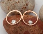 Load image into Gallery viewer, Little moon halo earrings in copper and silver   (Made to order)
