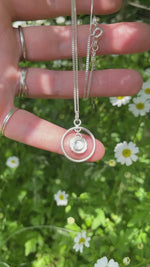 Load and play video in Gallery viewer, OOAK moon halo &amp; tourmaline pendant in silver   (ready to ship)
