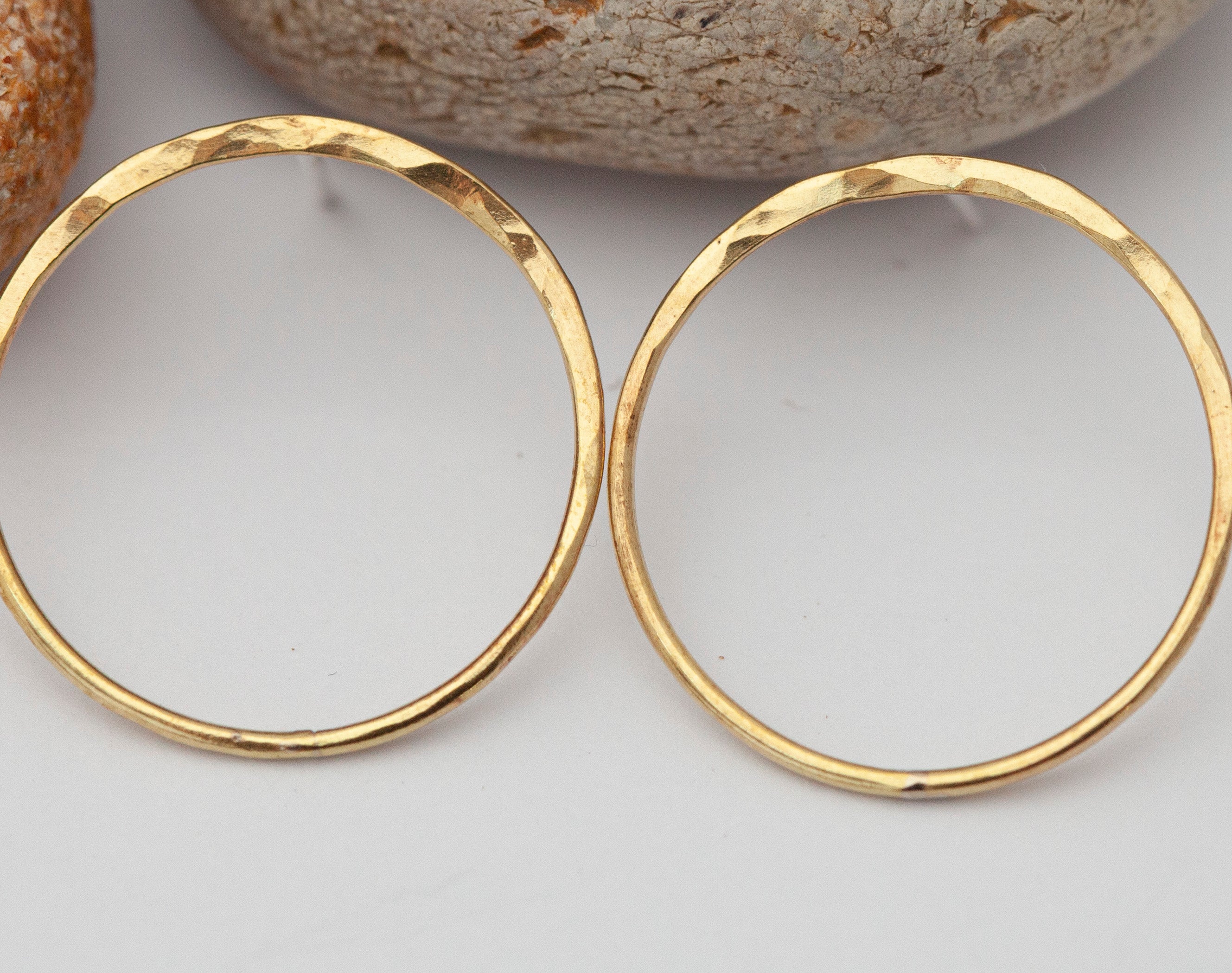 Softly textured brass circle earrings   (made to order)