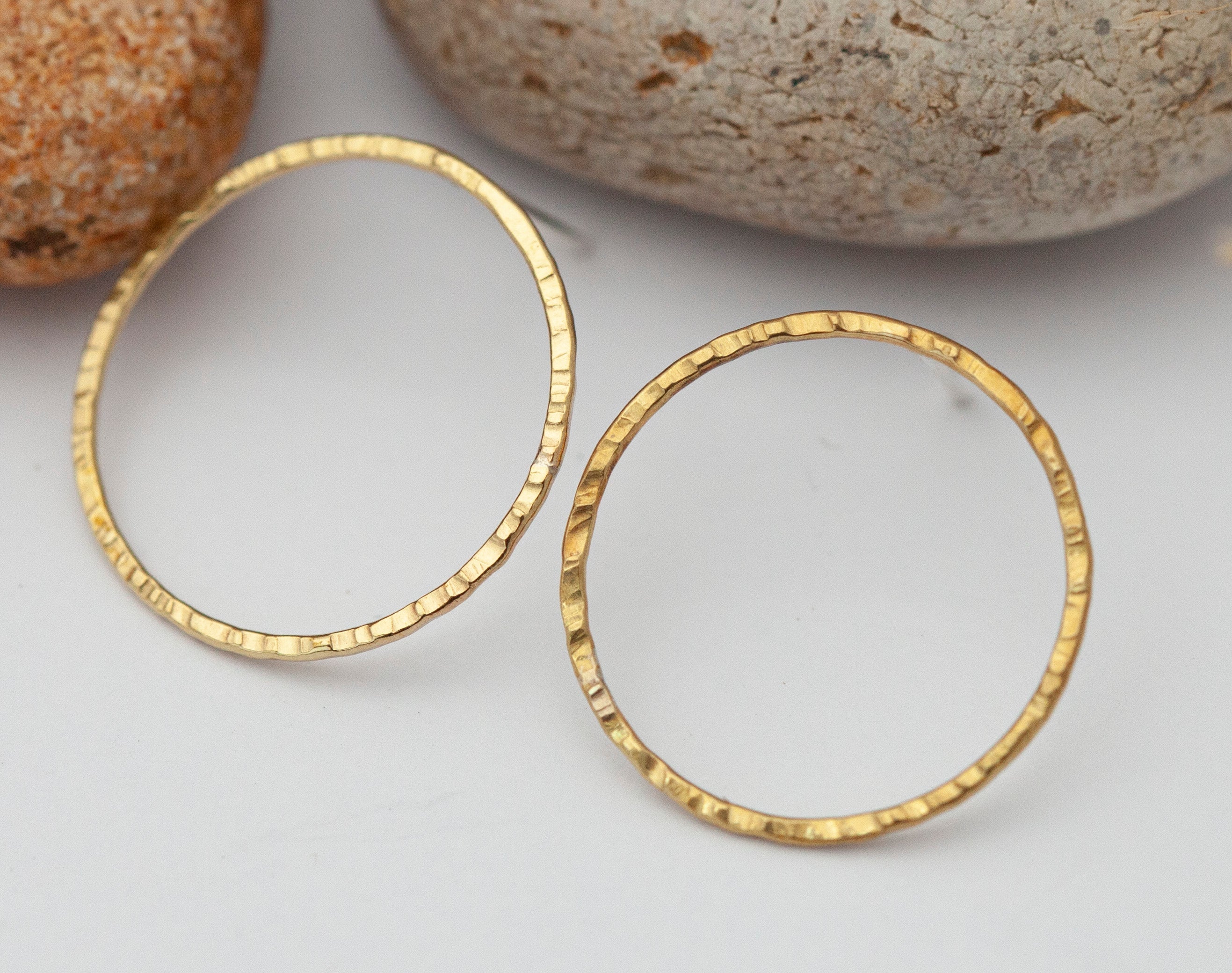 Textured brass circle earrings   (Made to order)
