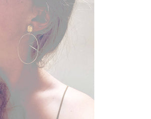 Silver hoops dangling with brass touch on the lobe  (made to order)