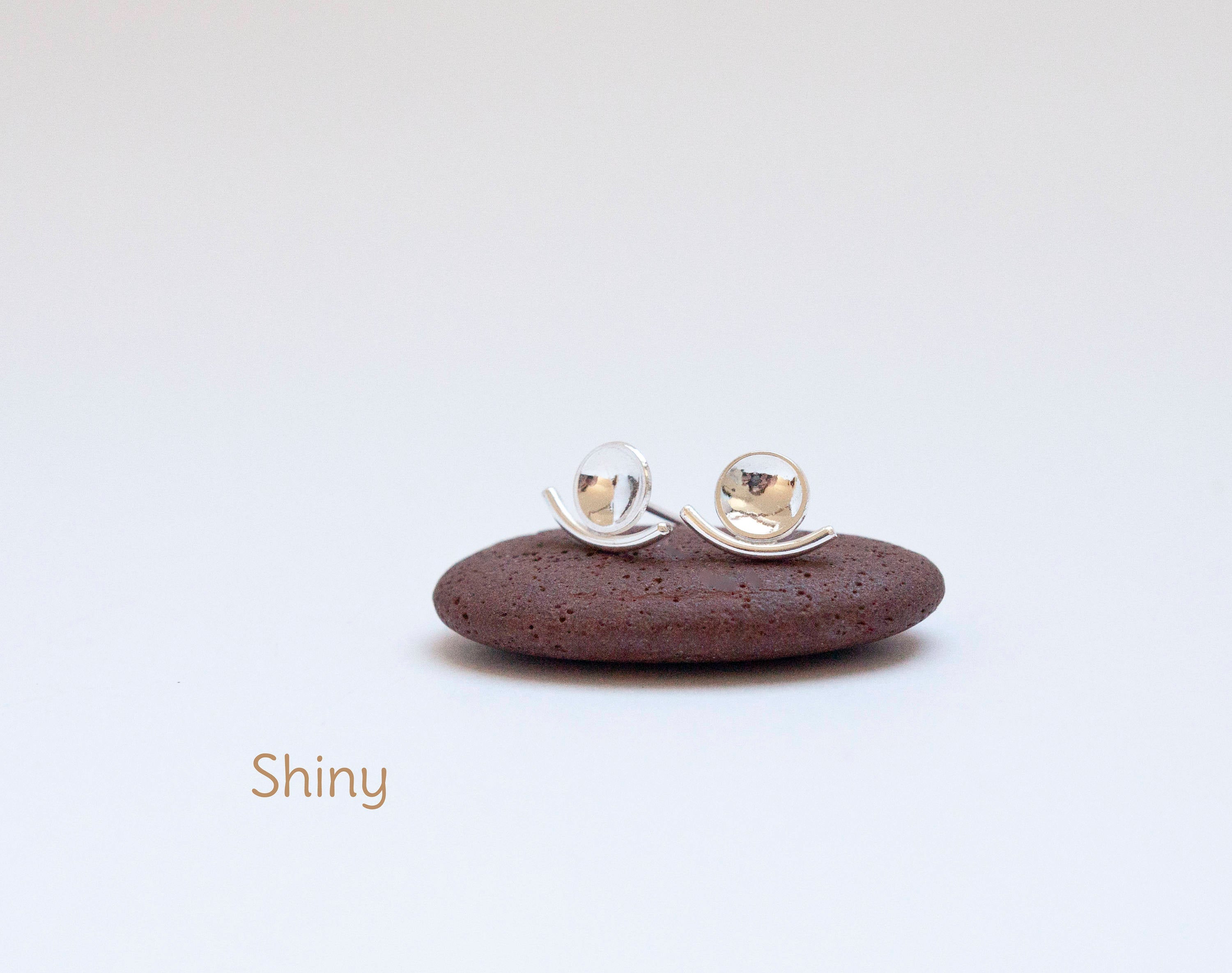Bowl and curve earrings ~ a soft geometrical balance of curves    (made to order)