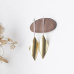 Load image into Gallery viewer, Dangling earrings in brass and silver, with rhombus in volume    (made to order)
