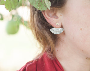 Ear jackets in silver with ethnic patterns    (made to order)