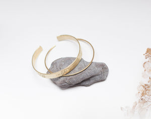 Wide brass cuff bracelet with ethnic patterns  (made to order)