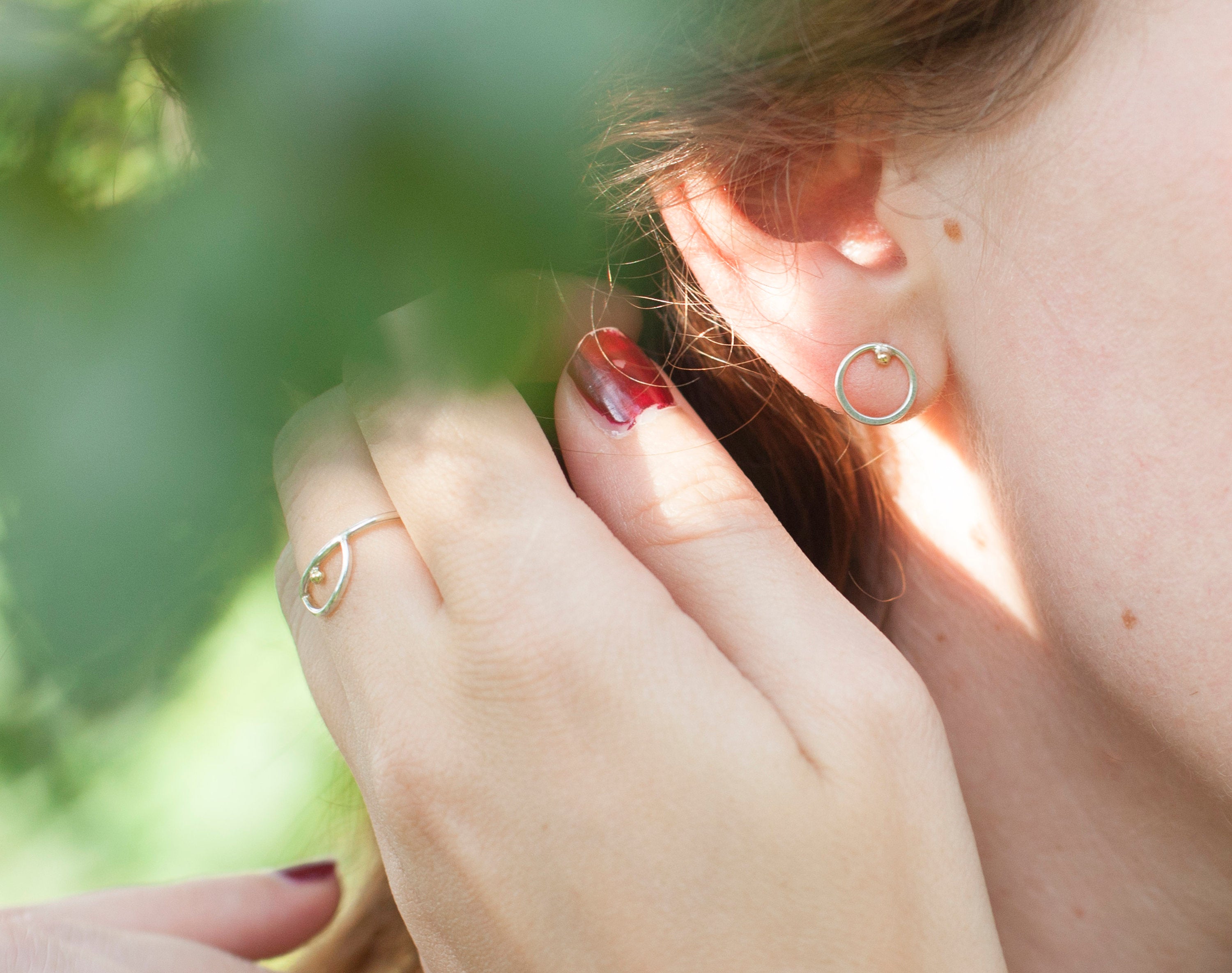 Discrete earrings in silver and 18k yellow gold  (ready-to-ship)