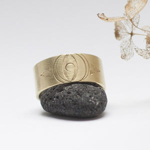 Adjustable ring : wide with ethnic patterns. 2 ways to wear it    (made to order)