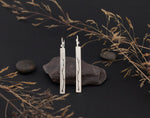 Cargar imagen en el visor de la galería, Long silver earrings with branch cut out    (made to order)
