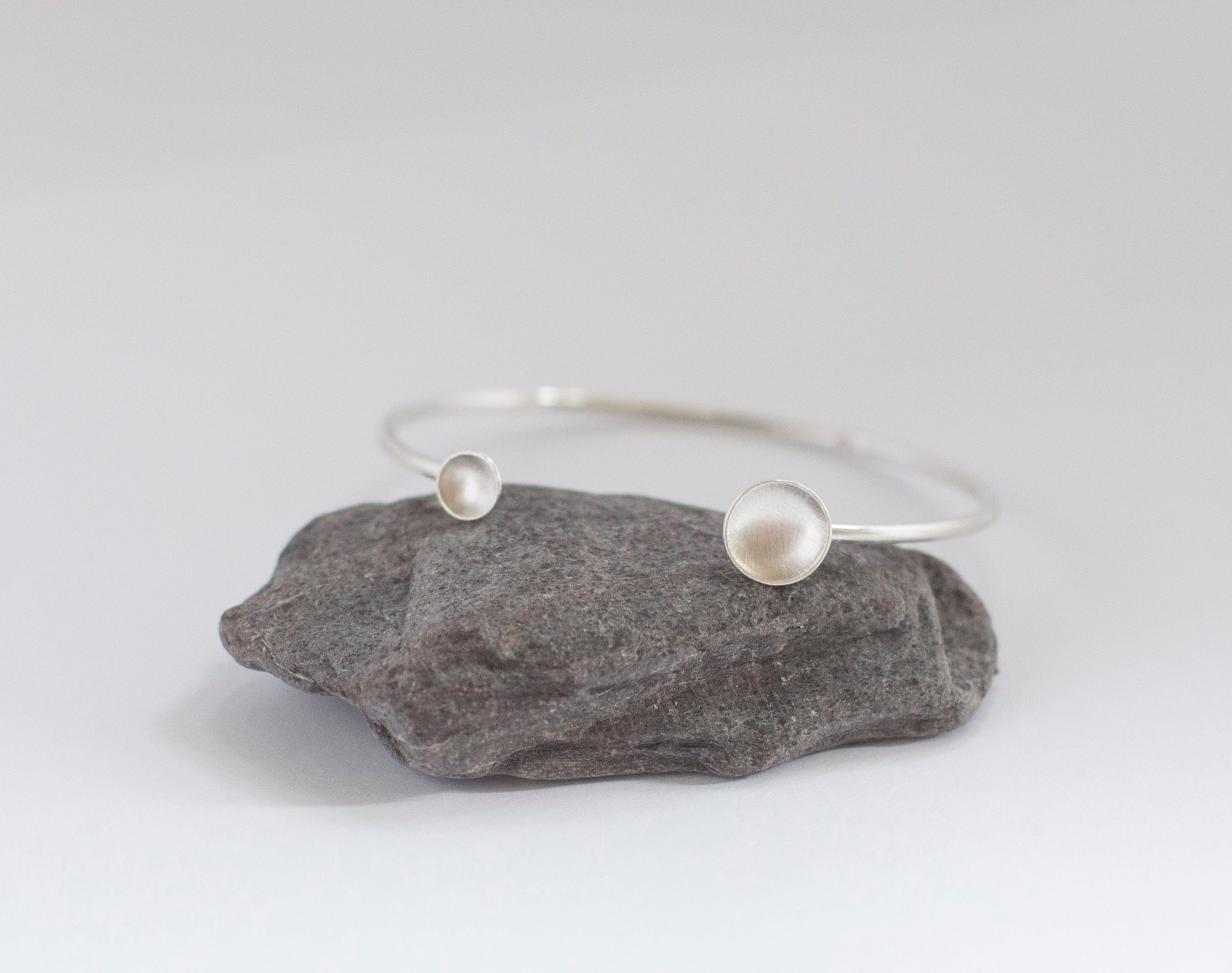 Silver bracelet with two little bowls  (made to order)