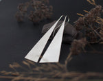 Cargar imagen en el visor de la galería, Extra long silver earrings ~ triangle    (made to order)
