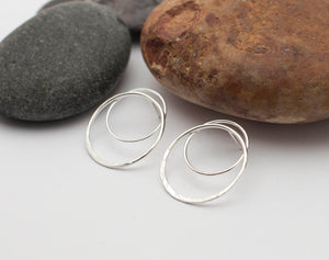 Silver earrings ~ floating rings  (made to order)