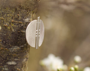 Architectural half circle earrings in silver    (made to order)