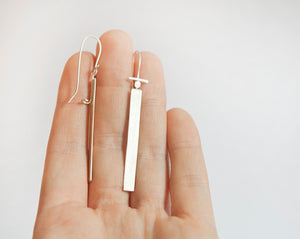Long silver earrings    (made to order)