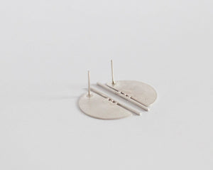 Architectural half circle earrings in silver    (made to order)