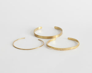 Set of 3 different brass cuff bracelets  (made to order)