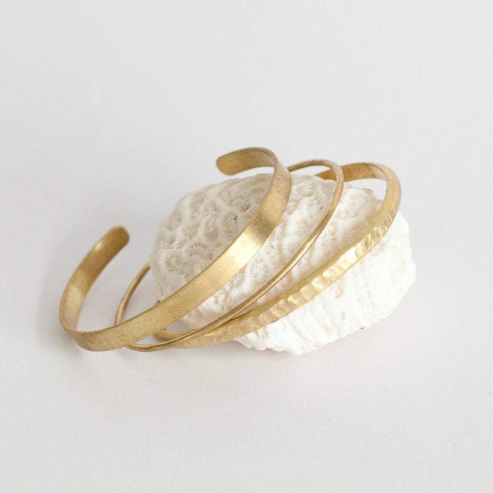 Set of 3 different brass cuff bracelets  (made to order)