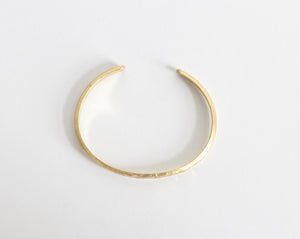 Simple brass cuff with hammered center ~ D shaped band   (Made to order)